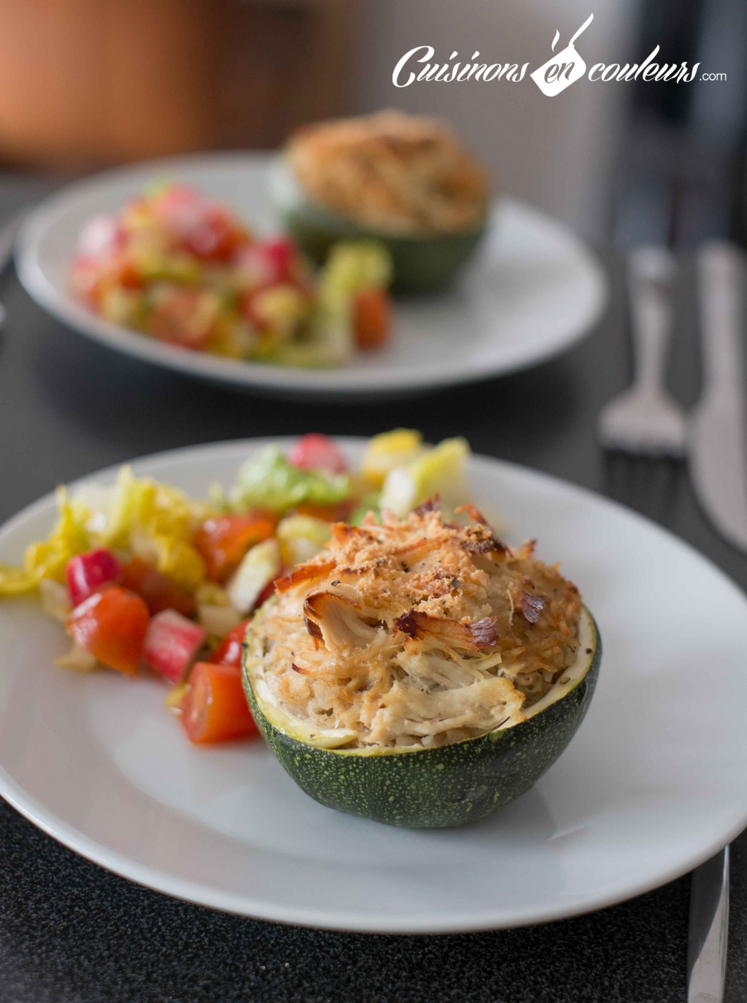 Courgettes Farcies Aux Restes De Poulet Rôti - Cuisinons En Couleurs