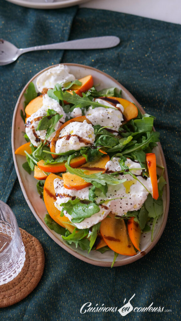 Salade-kaki-et-burrata-1-577x1024 - Salade de kaki et burrata