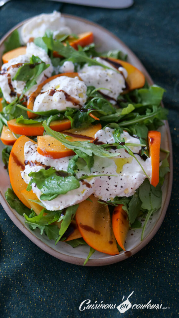 Salade-kaki-et-burrata-3-577x1024 - Salade de kaki et burrata